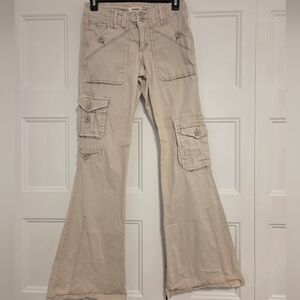 Garage Beige Flared Low Rise Cargo Pants